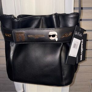 Karl Lagerfeld Black Crossbody Bag with Iconic Accents